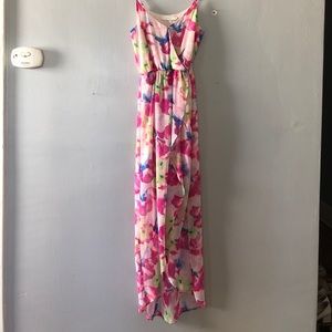 Pink floral maxi dress